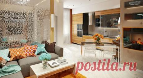 Объединение кухни с комнатой. Фото