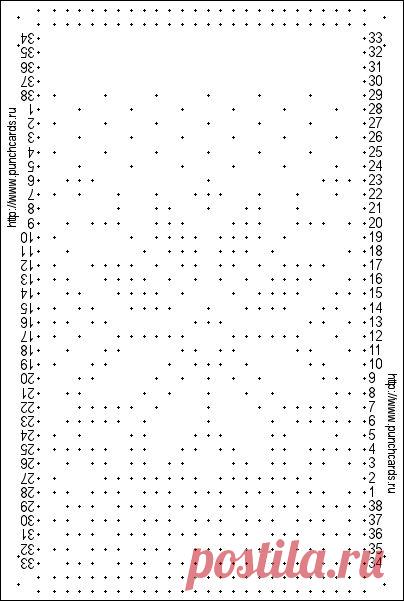 Просмотр рисунка перфокарты с раппортом 24 петли, пересчёт на две фонтуры, печать перфокарты