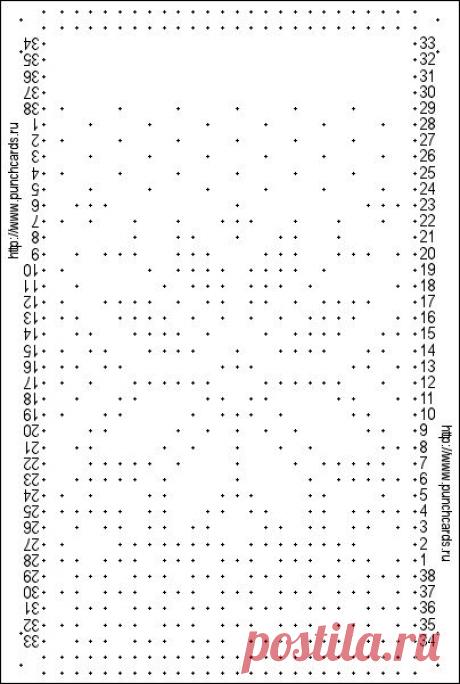 Просмотр рисунка перфокарты с раппортом 24 петли, пересчёт на две фонтуры, печать перфокарты