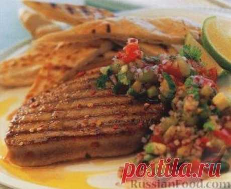 Рецепт: Жареный тунец с сальсой на RussianFood.com