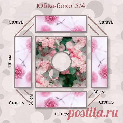 Выкройка юбка-бохо 3/4 | одежка