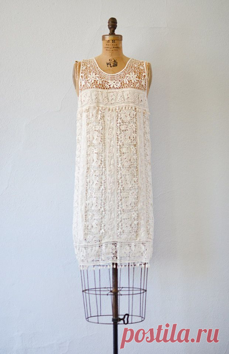 vintage flapper inspired crochet tassel trim dress [Parlor Rhymes Dress] - $72.00 : ADORED | VINTAGE, Vintage Clothing Online Store