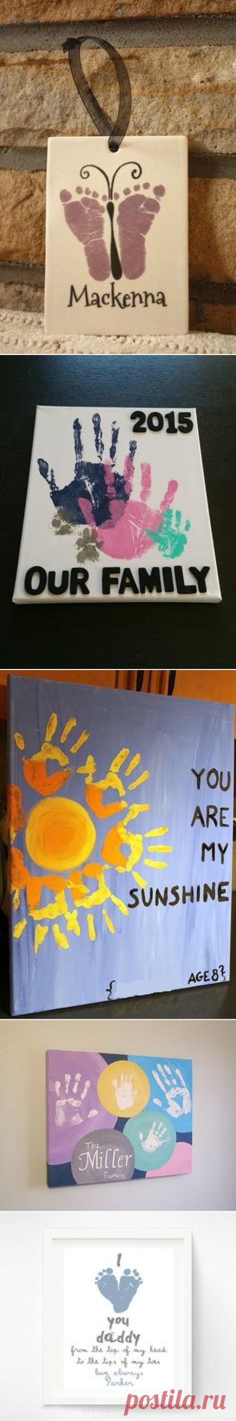 (34) Any Color, Stripe Love Handprint and Footprint Canvas Art with Print Kit, Custom Handpainted Keepsake, 12x16"