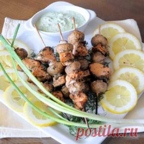 Шашлычки из грибов и рыбы, соусы. Пошаговый рецепт с фото на Gastronom.ru
