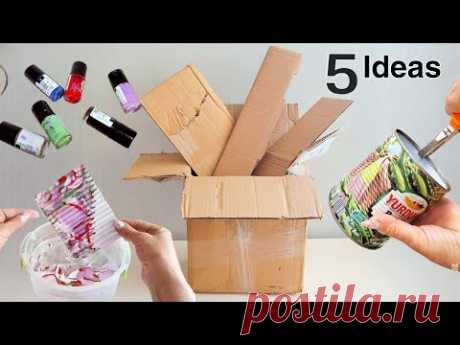 I TURN WASTE INTO BEAUTY 😍 5 CARDBOARD CRAFTS FOR YOU DESK,WALL & STORAGE - RELAXING CARDBOARD ART