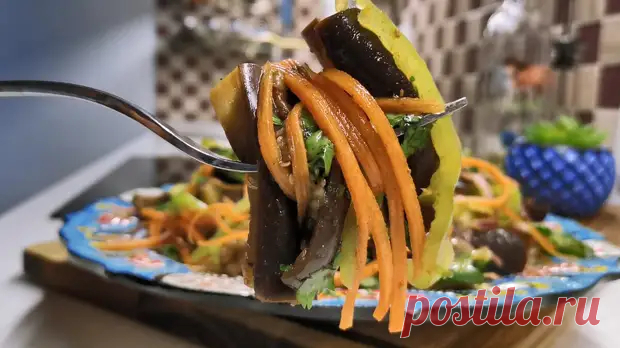 Все баклажаны пускаю на эту закуску. Вкуснота необыкновенная и готовить всего 15 минут. Закуска из баклажанов по-корейски - Будет вкусно - Социальная сеть 