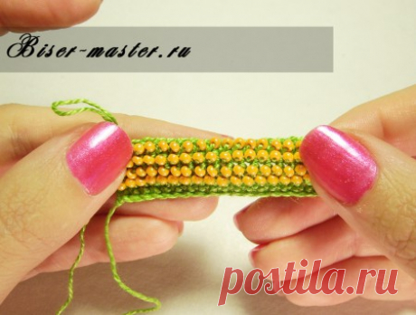 Учимся вязать прямое полотно с бисером. Часть 1. » Бисерные мастер-классы.