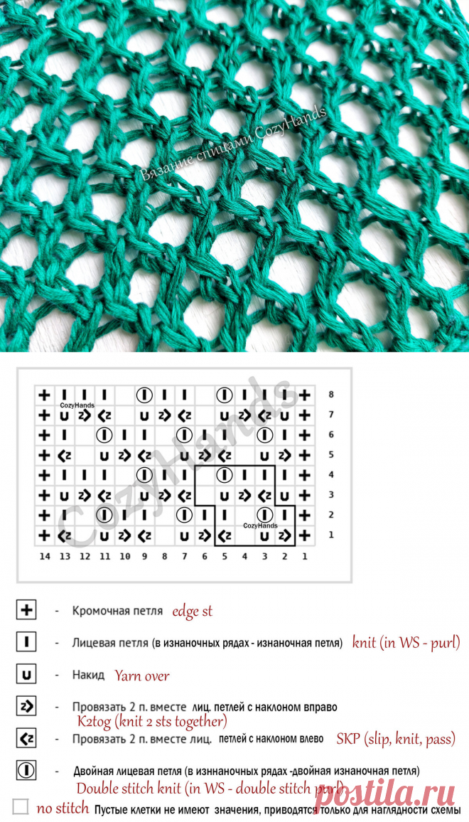 Стильная крупная сетка спицами 🌺 Для вязания туник, сарафанов, джемперов | Вязание спицами CozyHands | Яндекс Дзен