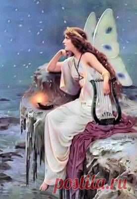 Вінтажні листівки з феями - Квіти - Вінтажні листівки, фони, текстури - Колекція Elli