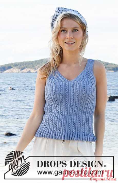 Топ Blue Cove.   Понадобится: Пряжа DROPS SAFRAN (100% хлопок, 160м/50г) 150-200-250 г, цвет 05, лаванда.