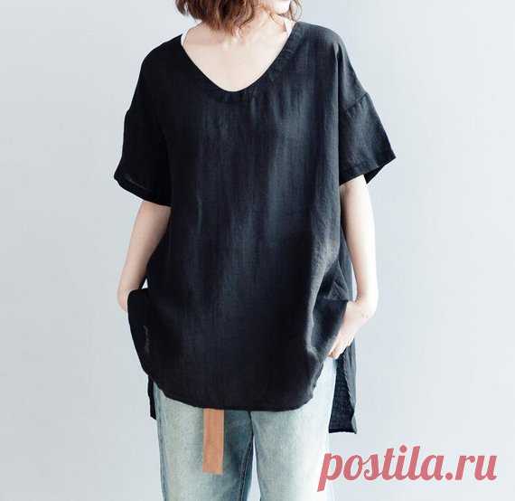 Linen shirt, casual shirt, Linen Blouse for Women, loose Linen top In black 【Fabric】  linen 【Color】 black, white 【Size】 Shoulder width is not limited Shoulder + sleeve 31cm / 12 Bust 128cm / 50 Length 70-79cm / 27-31    Have any questions please contact me and I will be happy to help you.