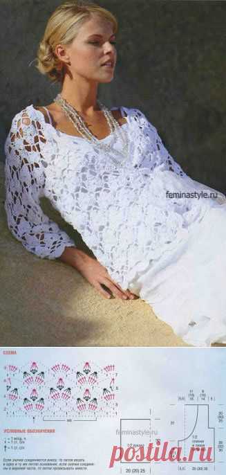 Белый жакет связанный крючком / Рукоделие / Домоводство / Женские секреты / Женский стиль