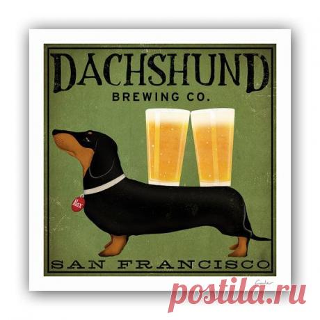 DACHSHUND Wiener Dog Brewing Company graphic art giclee print SIGNED Hot Dog