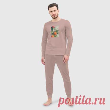 Мужская пижама с лонгсливом хлопок Абрикос арт - купить по цене 3095 руб в интернет-магазине Всемайки, арт 3340375