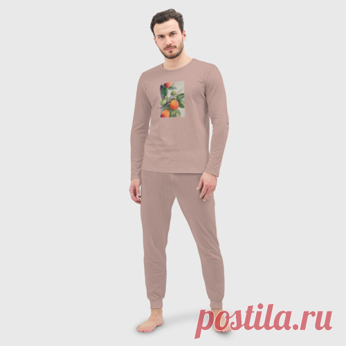 Мужская пижама с лонгсливом хлопок Абрикос арт - купить по цене 3095 руб в интернет-магазине Всемайки, арт 3340375