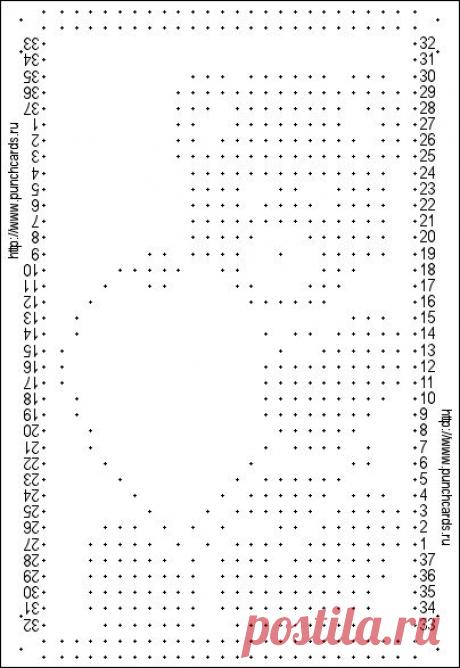 Просмотр рисунка перфокарты с раппортом 24 петли, пересчёт на две фонтуры, печать перфокарты