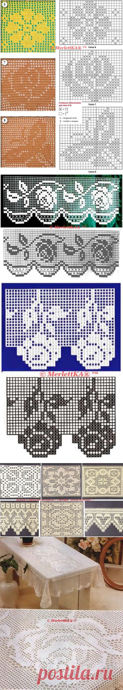 Розы в филейной технике ☆ вязание крючком