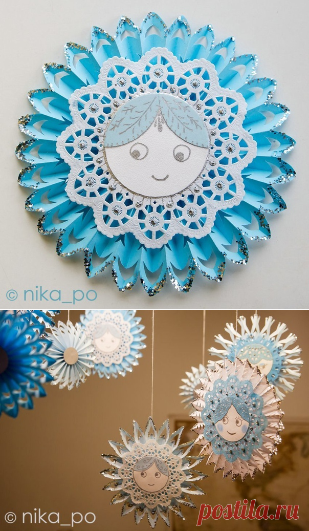 Девочки-снежинки на ёлку — Поделки с детьми