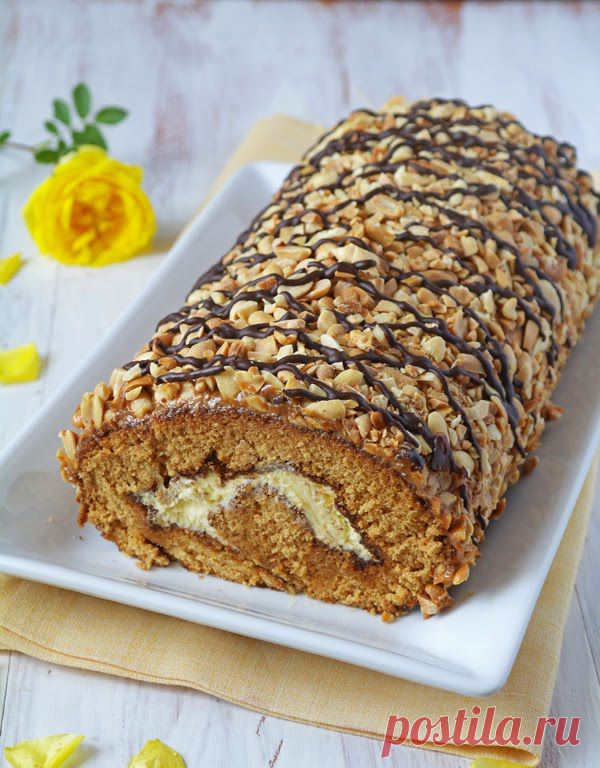 Просто и вкусно: Рулет медовый с арахисом.