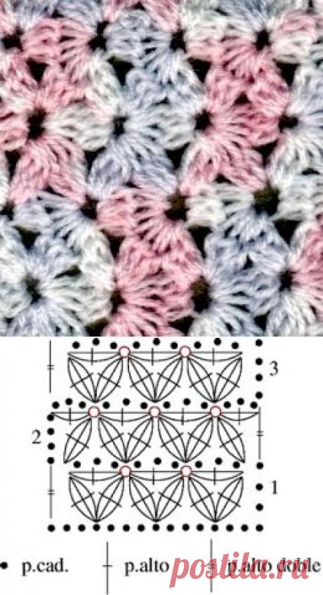 Узор крючком цветка + видеоурок .