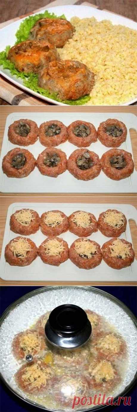 Мясные гнездышки с грибами