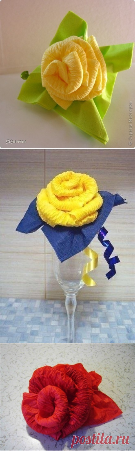 Роза из салфеток