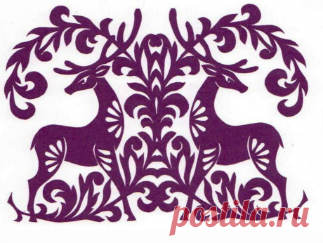 Контурная открытка "Олени" / Поделки из бумаги / В рукоделии