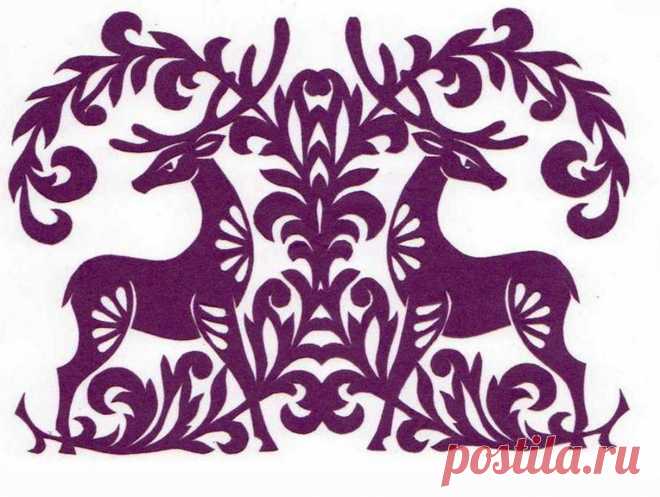Контурная открытка "Олени" / Поделки из бумаги / В рукоделии