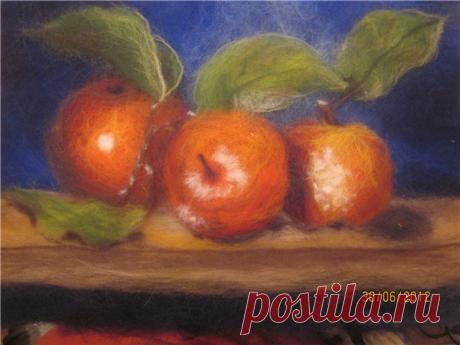 Шерстяная акварель. МК. Яблочки