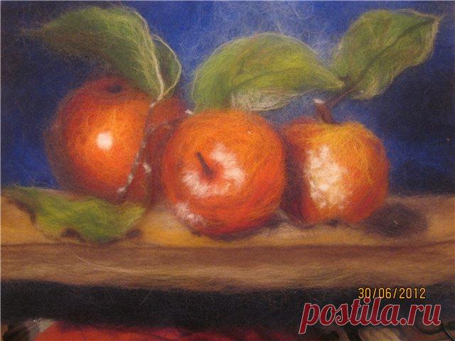 Шерстяная акварель. МК. Яблочки