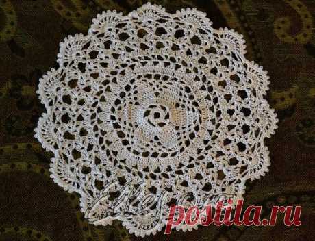 Небольшая красивая салфетка. 19 рядов. | Crochet by Ellej | Вязание крючком от Елены Кожухарь