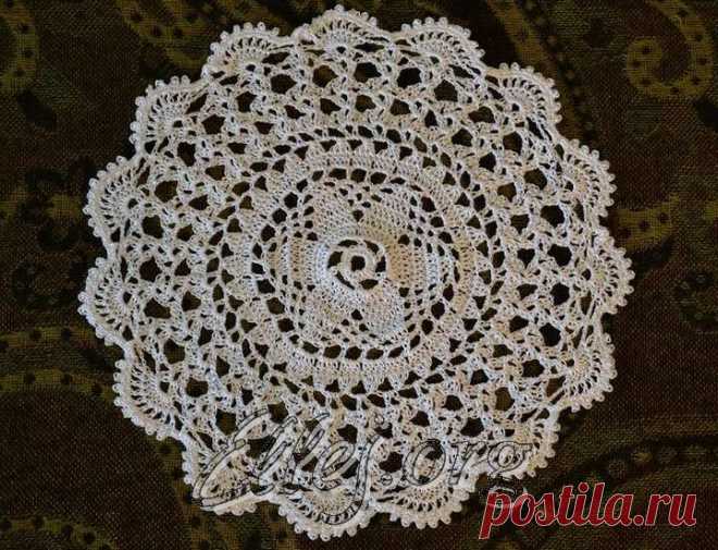 Небольшая красивая салфетка. 19 рядов. | Crochet by Ellej | Вязание крючком от Елены Кожухарь