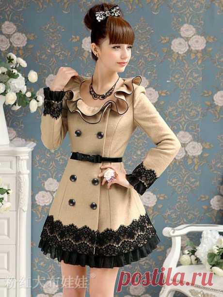 jacket coat men Picture - More Detailed Picture about S XL free shipping Manufacturers supply new Women's Camel Black Lace Ruffle slim waist wool coat jacket #S102 Picture in Wool &amp; Blends from Apparel Wholesale and Retails