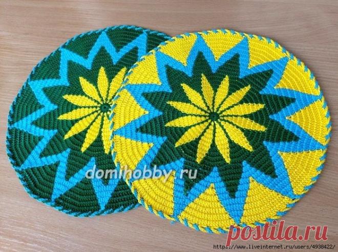 Вязание крючком по кругу разноцветного узора