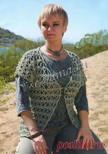 Зеленый жакет-сетка