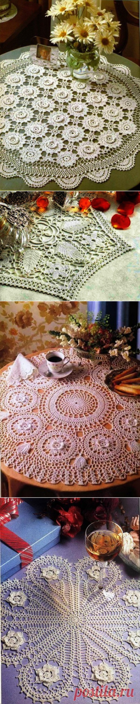 КРАСИВЫЕ САЛФЕТКИ С ЦВЕТАМИ, СВЯЗАННЫЕ КРЮЧКОМ. №4