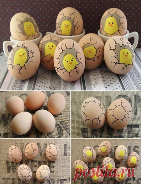 Paint Cute Chicks Inside Eggs #eastereggcrafts