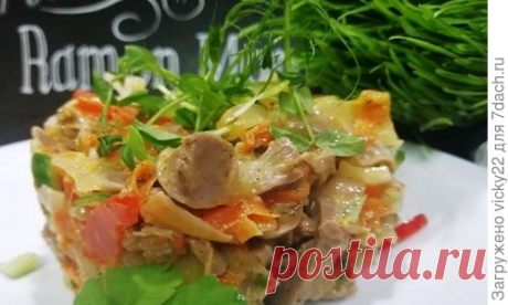 Салат с куриными желудочками. Легкий в плане приготовления