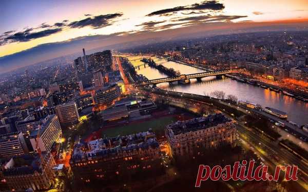 Ночные города с высоты птичьего полета