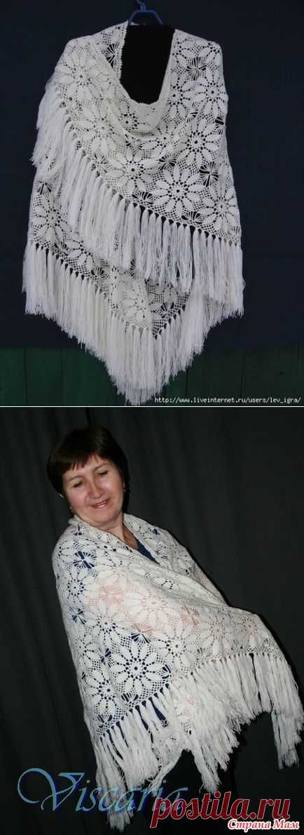 >шаль "Ромашки-хризантемы"