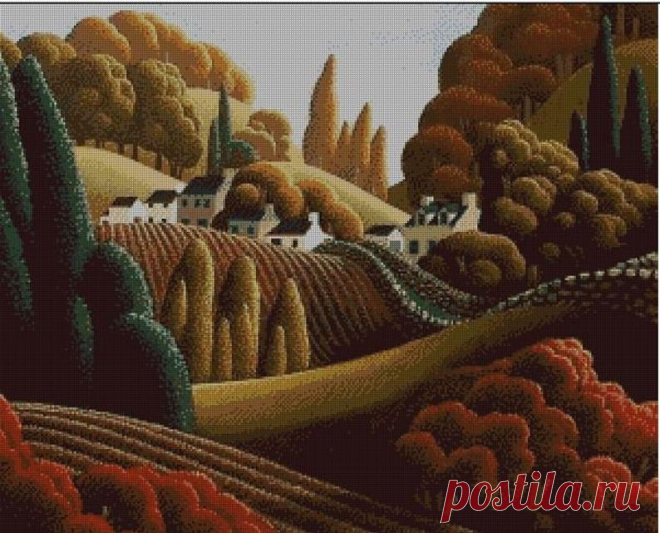 Abstract Rural Landscape Beads Embroidery Pattern Painting | Etsy