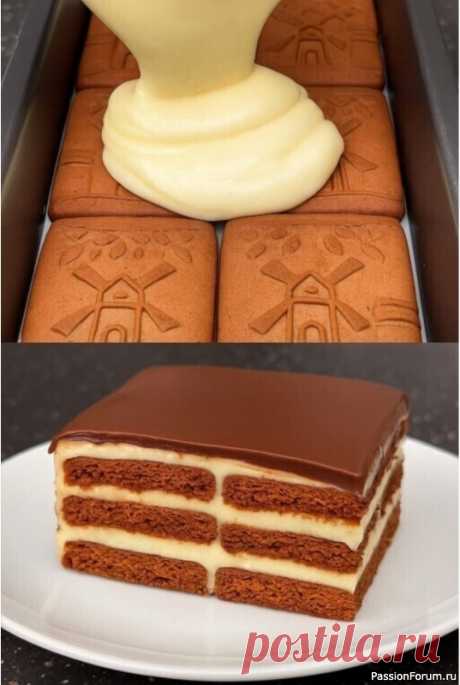 Тортик по-быстрому "Минутка" Ингредиенты:- Яйца — 2 шт.- Сахар — 100 г- Мука — 40 г- Крахмал — 40 г- Молоко — 1 л- Сливочное масло — 100 г- Песочное печенье — 350–400 г- Молочный шоколад — 90 г- Растительное масло — 20 мл1. В кастрюле смешайте яйца, сахар, муку и...