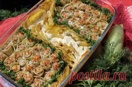 Рулетики из кабачка с говяжьим фаршем - Home-Cook.Net