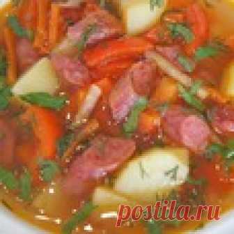 Острый испанский суп с колбасками Кулинарный рецепт