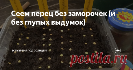Сеем перец без заморочек (и без глупых выдумок) Перец я сею самым первым в сезоне. Но не в отдельные горшочки (как например огурцы на этом фото), а сначала в общую емкость...
Про выдумки и про посадку
Я буду рассказывать про огородные выдумки о перце, о том кто и зачем пишет глупости. А параллельно (в подписях под фотографиями) расскажу о  простоте посева и выращивания перца.
Кто придумал и зачем такие сложности