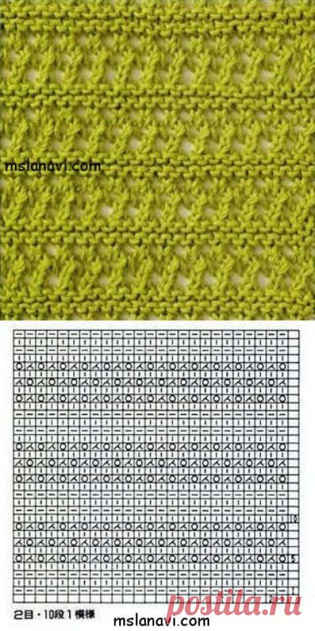 Ажурный узор спицами №120 | Вяжем с Lana Vi