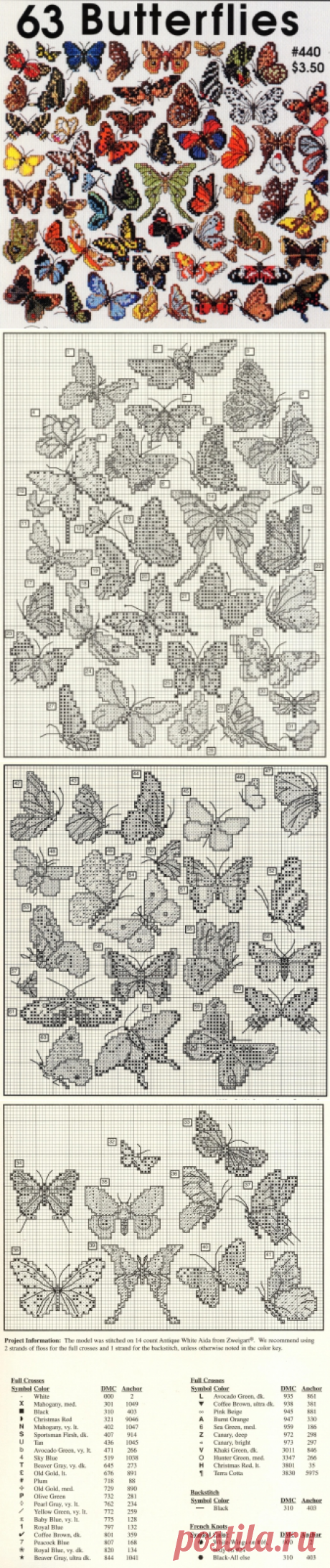 63 бабочки / Вышивка / Вышивка крестом