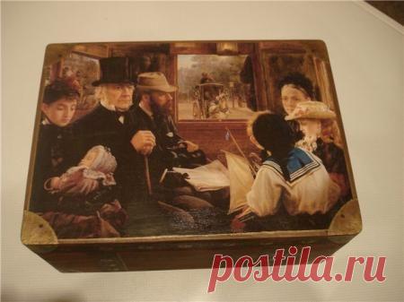 Декупаж - Сайт любителей декупажа - DCPG.RU | Шкатулка "Дилижанс" в стиле старого дорожного сундука