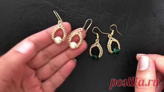 Серьги. Капельки с жемчуженкой. Автор мк Sonysree Creations