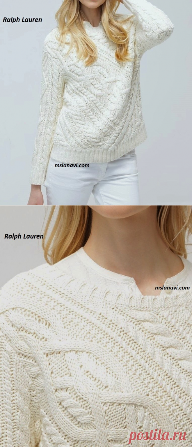 Вязаный пуловер спицами от Ralph Lauren | Вяжем с Лана Ви